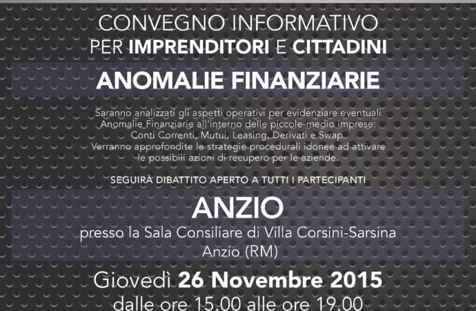Convegno Anomalie finanziarie – Anzio, 26 novembre 2015