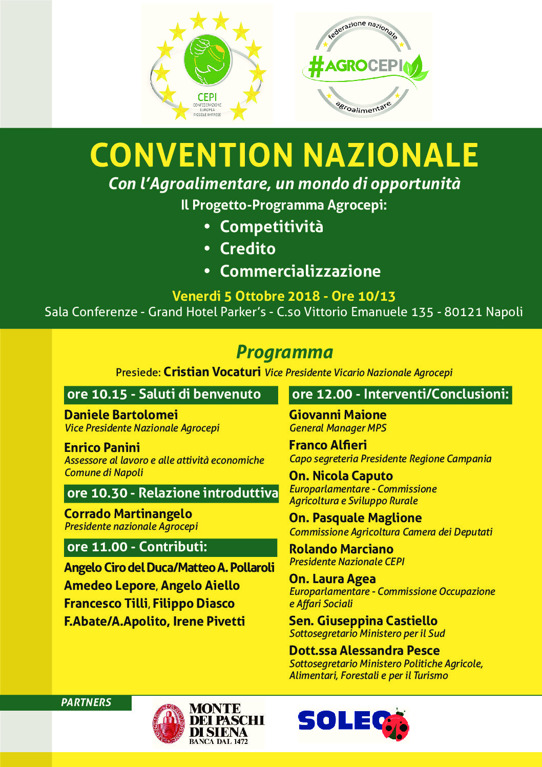 CONVENTION NAZIONALE #AGROCEPI – Venerdì 5 ottobre 2018