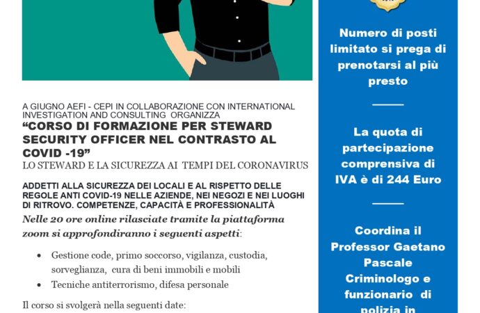 CORSO DI FORMAZIONE PER STEWARD SECURITY OFFICER NEL CONTRASTO AL COVID-19